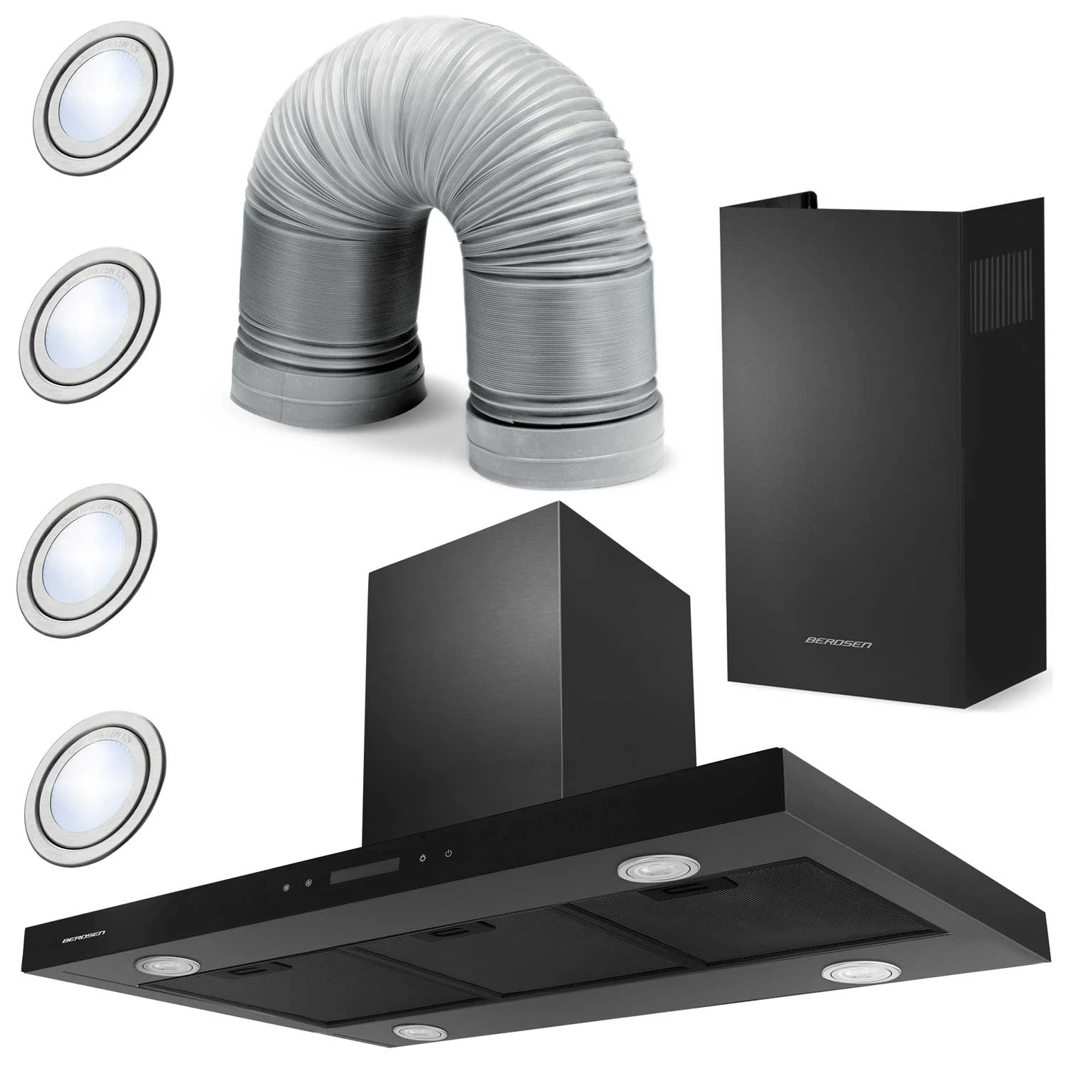 Berdsen BE-90E čierny 90 cm digestor