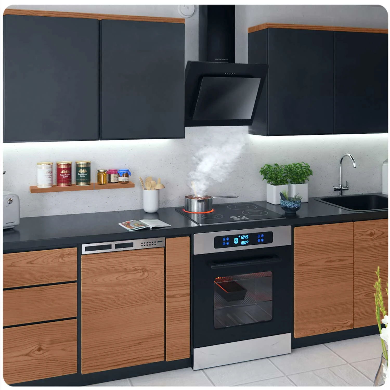 Berdsen BT-215 60 cm komínový digestor čierny – Obrázok 3