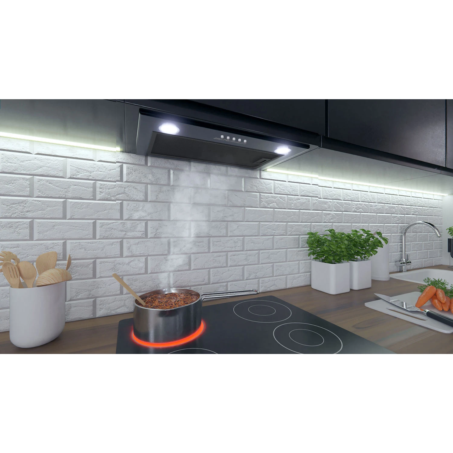 Digestor pod skrinku 52 cm čierny BE-50 – Obrázok 2