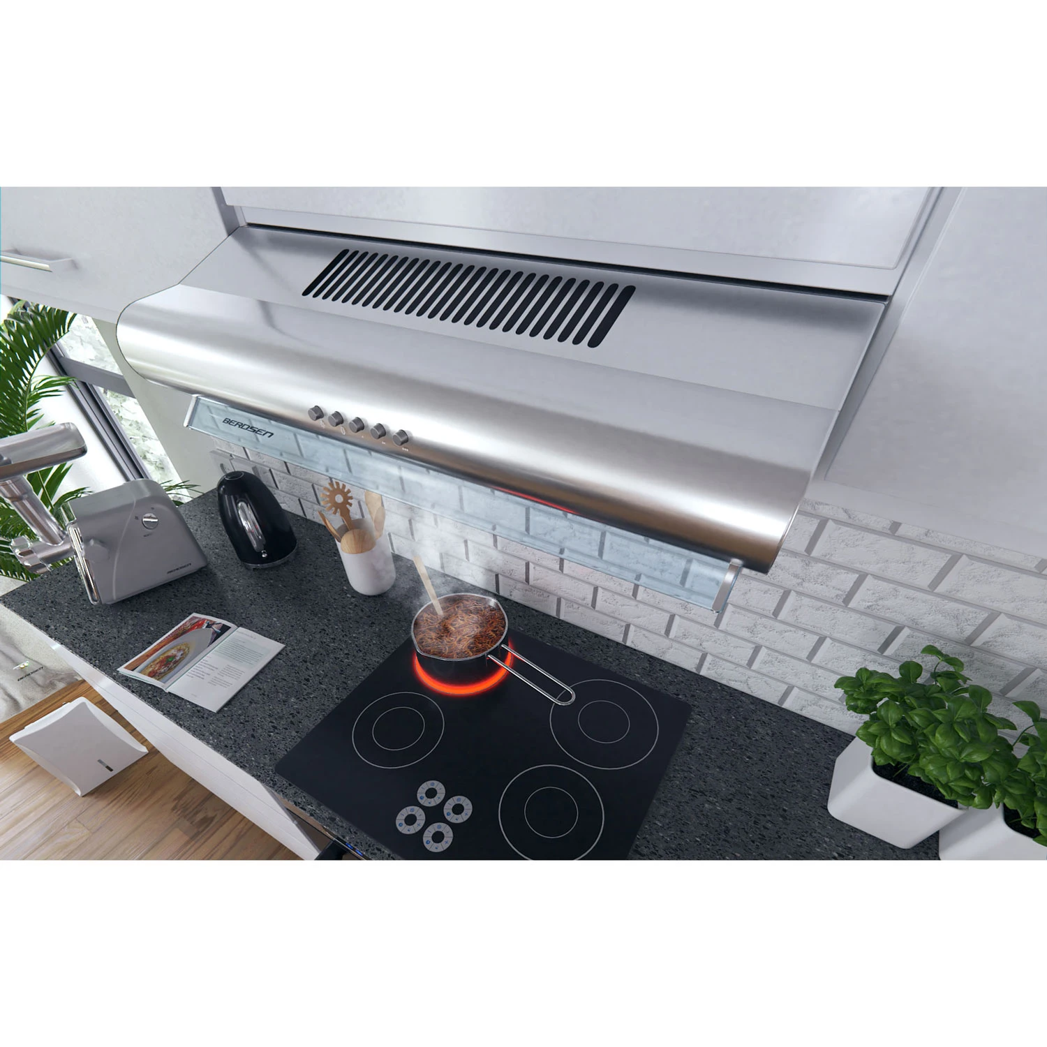 Podsklenený digestor - 60 cm absorpčný Berdsen BE-10-A INOX – Obrázok 3