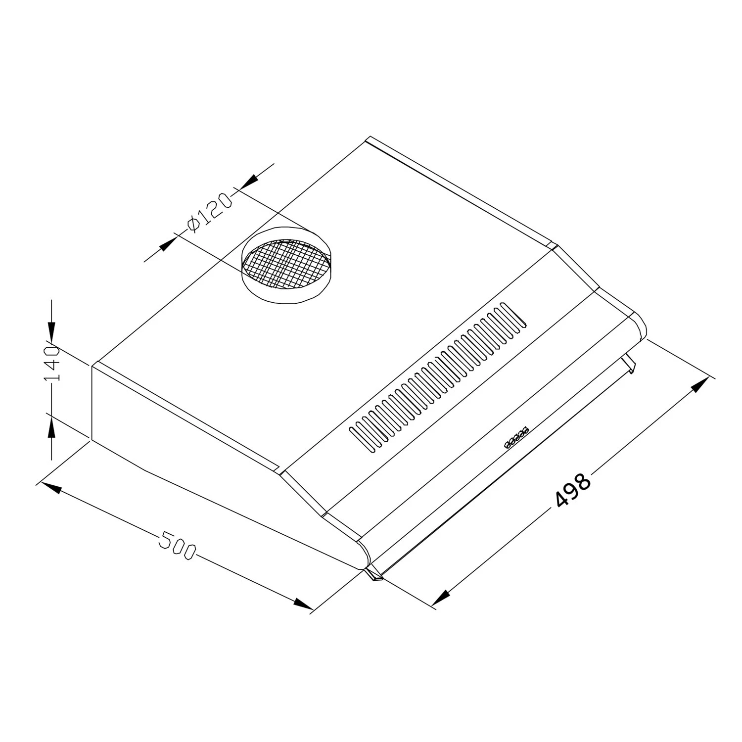 Podskriňový digestor - 50 cm absorpčný Berdsen BE-10-A INOX – Obrázok 2