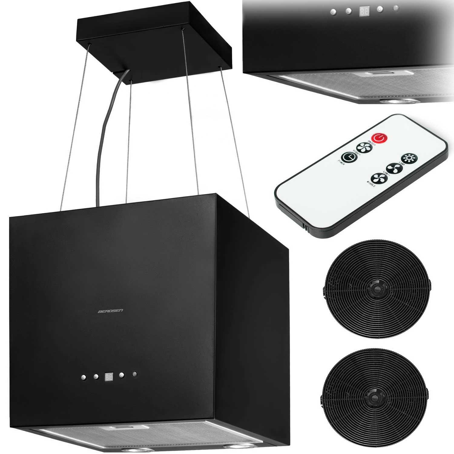 Kuchynský digestor s ostrovčekom 40 cm Berdsen 40E + 2 filtre