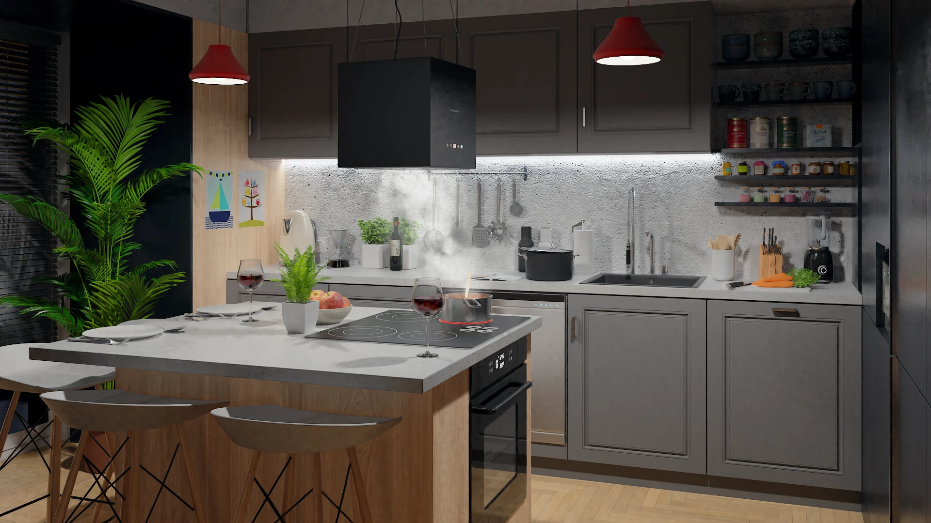 Kuchynský digestor s ostrovčekom 40 cm Berdsen 40E + 2 filtre – Obrázok 3