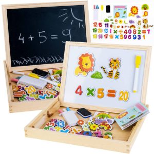 Drevená magnetická tabuľa s kriedou + príslušenstvo TA0072