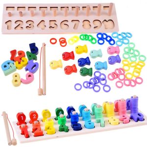 Drevené vzdelávacie puzzle ČÍSLA Abacus Rybársky prút Rybolov ZA3109