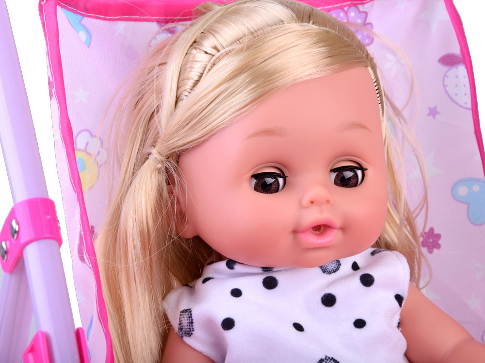 Veľká sada interaktívnej bábiky, kočíka, stoličky, postieľky a príslušenstva ZA4286 – Obrázok 6