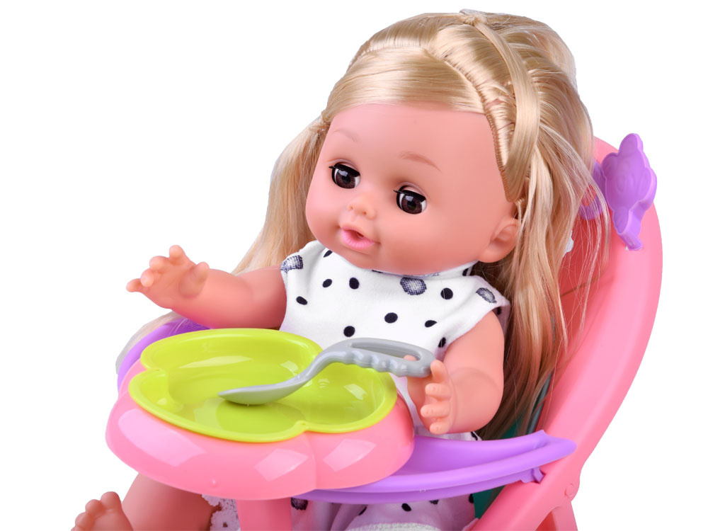 Veľká sada interaktívnej bábiky, kočíka, stoličky, postieľky a príslušenstva ZA4286 – Obrázok 3