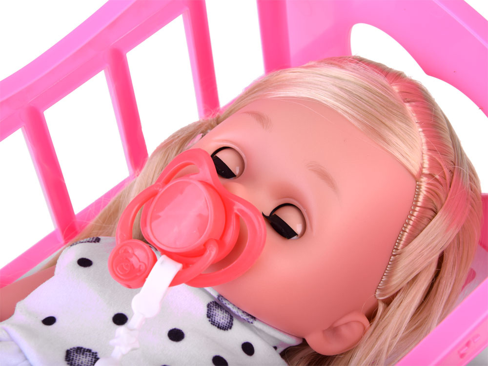 Veľká sada interaktívnej bábiky, kočíka, stoličky, postieľky a príslušenstva ZA4286 – Obrázok 5