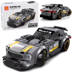 Technické bloky Športové auto STRIEBORNÉ 174-dielne + nálepky