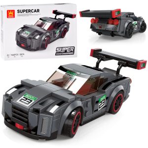 Technické bloky Športové auto SIVÉ 166 dielikov + nálepky