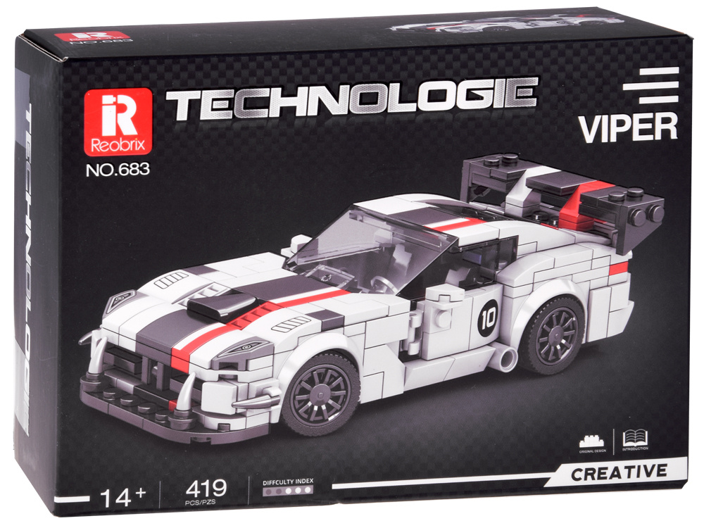 Technické bloky Super športové auto BIELY spojler VIPER 419 dielikov – Obrázok 3