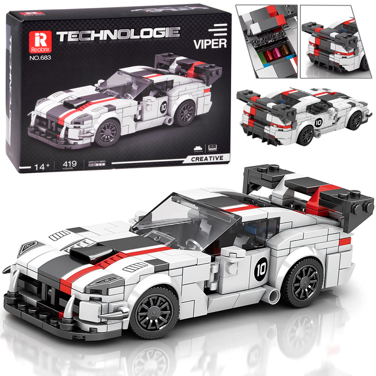 Technické bloky Super športové auto BIELY spojler VIPER 419 dielikov