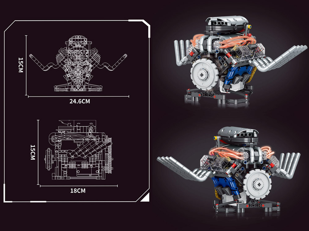 Technické bloky na batérie. Svetlo a pohyb - 665 ks – Obrázok 5