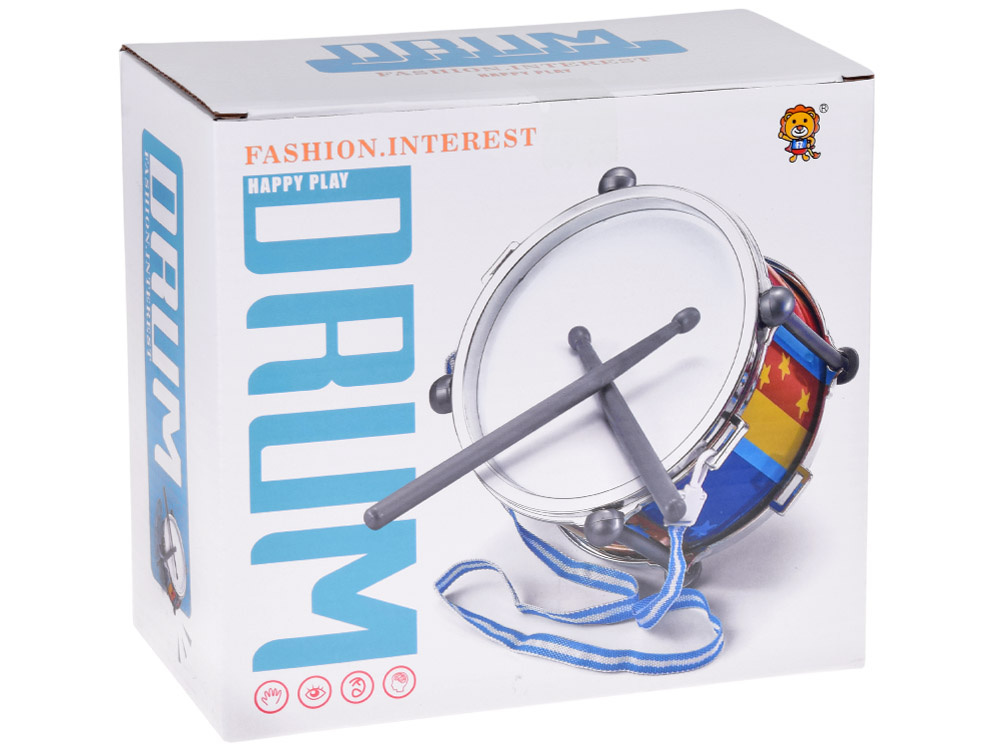 Farebný bubon pre bubeníka, 2 paličky + popruh, priemer 18 cm IN0181 – Obrázok 2