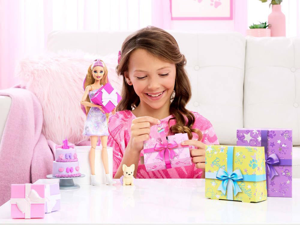 Mattel Barbie Party Unboxed bábika zo série: Narodeniny + pes čivava ZA6065 – Obrázok 6