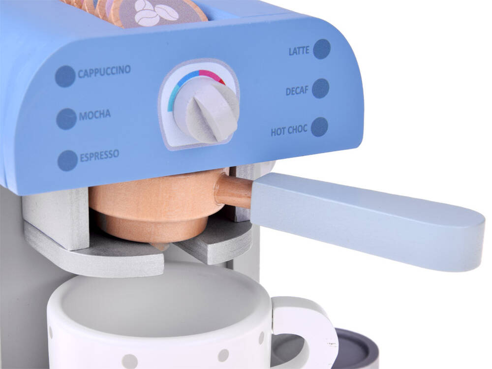 Modrý DREVENÝ KÁVOVAR pre deti + príslušenstvo – Obrázok 9