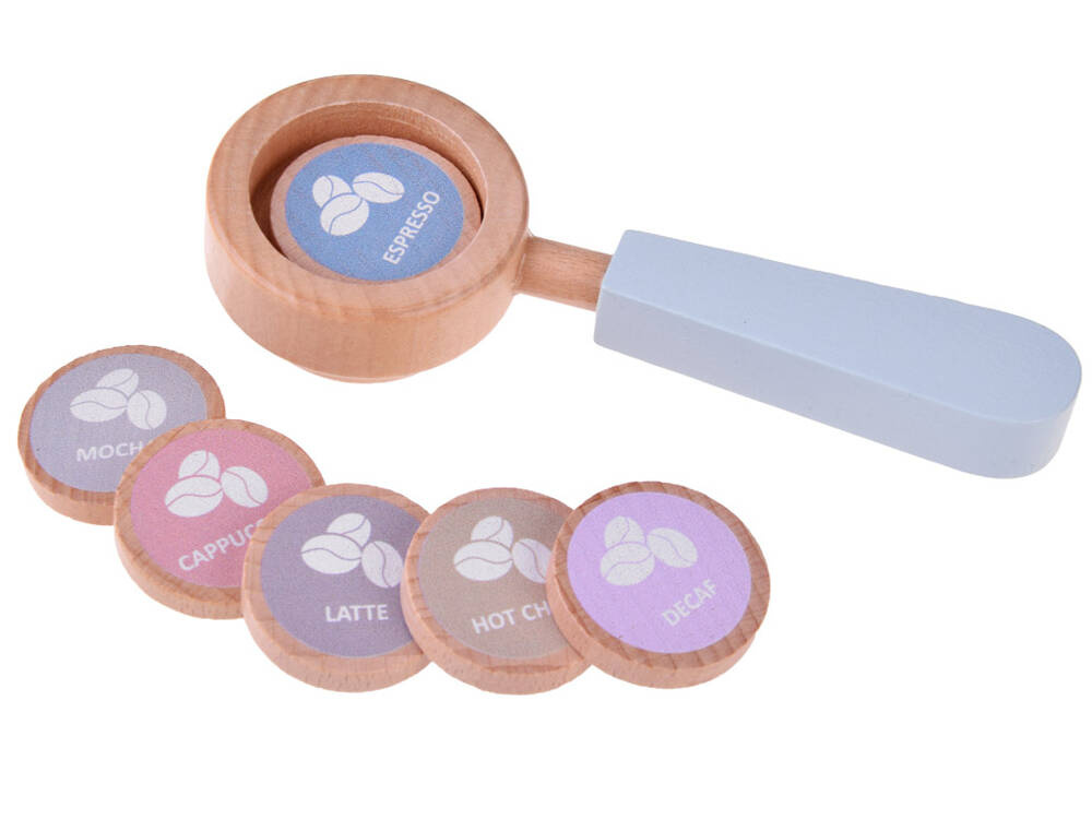 Modrý DREVENÝ KÁVOVAR pre deti + príslušenstvo Malé domáce spotrebiče ZA4834 – Obrázok 2