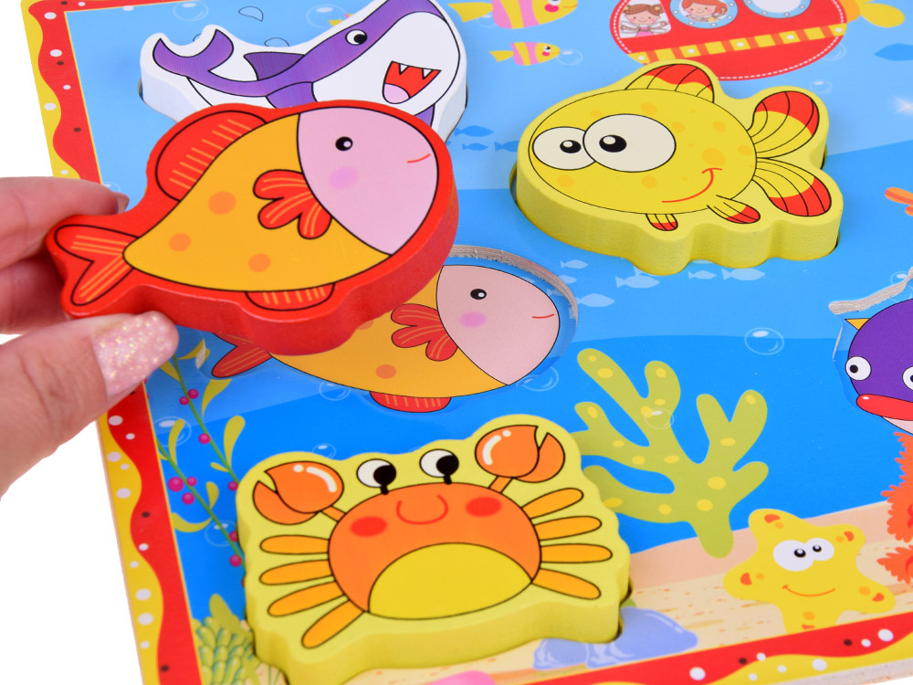 Drevené puzzle ryby podmorský svet 8 dielikov – Obrázok 3