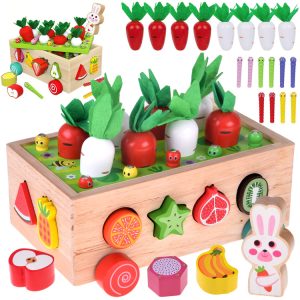 Drevený triediaci vozík Montessori Catch the Bug Mrkva Puzzle ZA5903