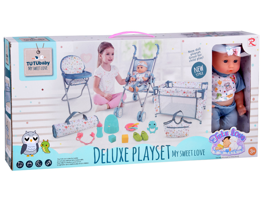Sada príslušenstva ,postieľka,kočík, bábika, 16 ks ZA5917 – Obrázok 2