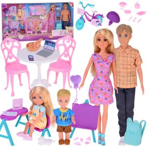 Anlily Veľká sada DOLL FAMILY Kuchyňa a nábytok + škola a práca ZA5699