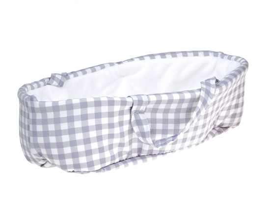 Bábika novorodenec oblečená v sivom klobúku, šatách a zajačikom ZA5007 – Obrázok 3