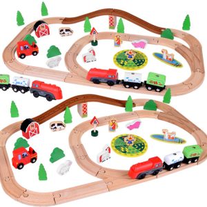 Drevený vláčik Farmársky vláčik na batérie + figúrky 50 dielikov ZA3572