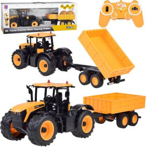 Traktor JCB s prívesom, diaľkovo ovládaný, sklápací Double E 1:16 RC0670