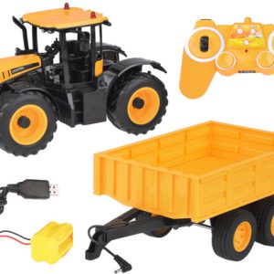 Traktor JCB s prívesom, diaľkovo ovládaný, sklápací Double E 1:16 RC0670
