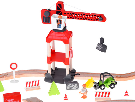 Drevený vláčik pre deti, dopravná základňa, žeriav, koľajnice ZA4830 – Obrázok 3