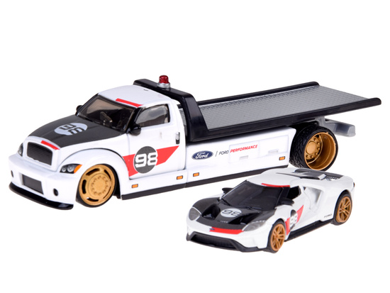Kovová stavebnica auta Maisto s plošinovým návesom Ford GT Heritage 2021 1:64 ZA5957 – Obrázok 2