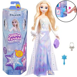 Mattel Disney Princess Ľadové kráľovstvo Spin & Reveal Bábika Elsa + príslušenstvo ZA6043