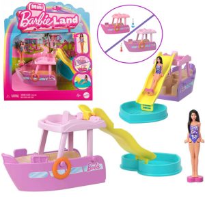 Mattel Mini Barbie Bábika Vacation Land + Jachta so šmykľavkou ZA6038 B