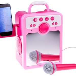 Ružový Boombox hudobný reproduktor pre deti s mikrofónom IN0166