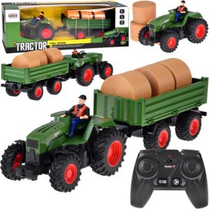Traktor na diaľkové ovládanie s prívesom + traktor s balíkmi sena RC0717