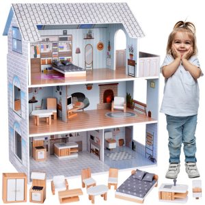 Očarujúci domček s nábytkom Štýlový drevený domček pre bábiky ZA5368