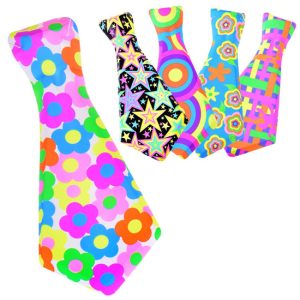 ÚŽASNÁ farebná KRAVATA s gumičkou na ples, párty, karneval ZA0681