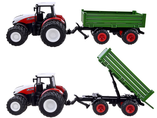 Diaľkovo ovládaný veľký ČERVENÝ TRAKTOR s prívesom + svetlom RC0602 – Obrázok 3