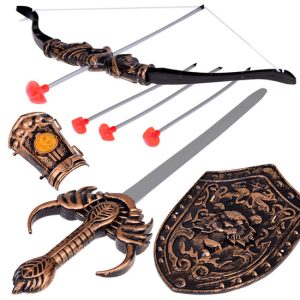 Rytiersky set, luk, meč, štít, kostým rytiera ZA5291