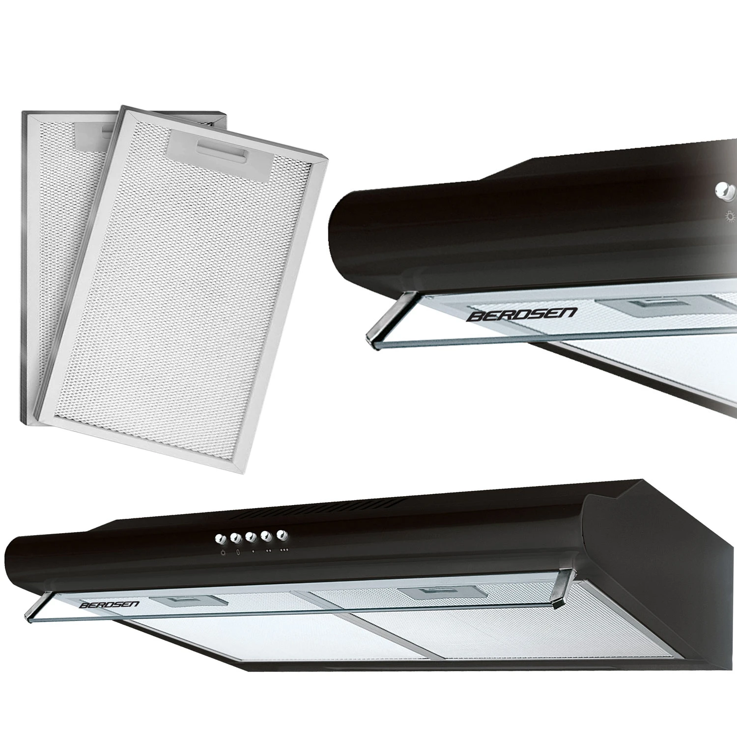 Podskriňový digestor - 60 cm absorpčný Berdsen BE-10-A čierny