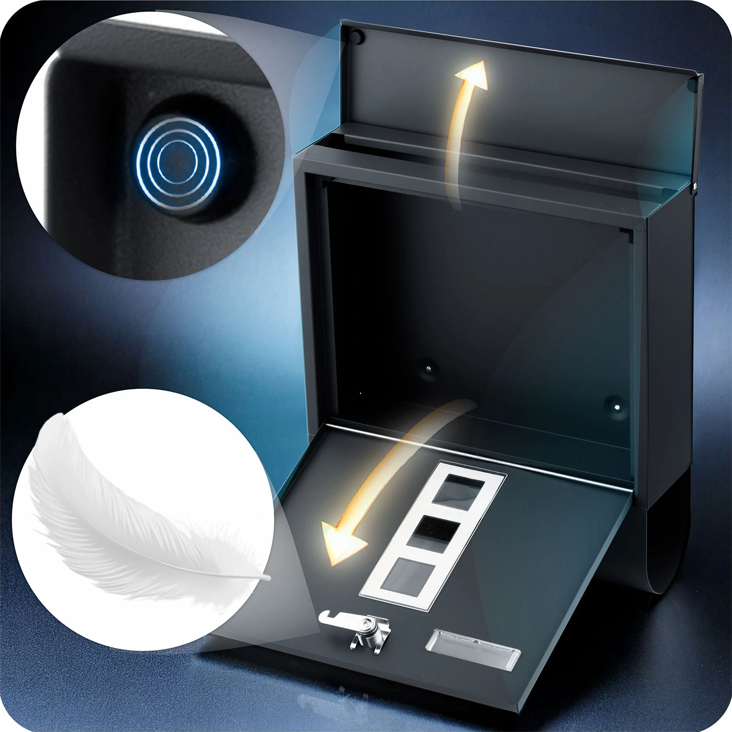 Poštová schránka 34x30,5x10 cm antracitová HM-861 – Obrázok 4