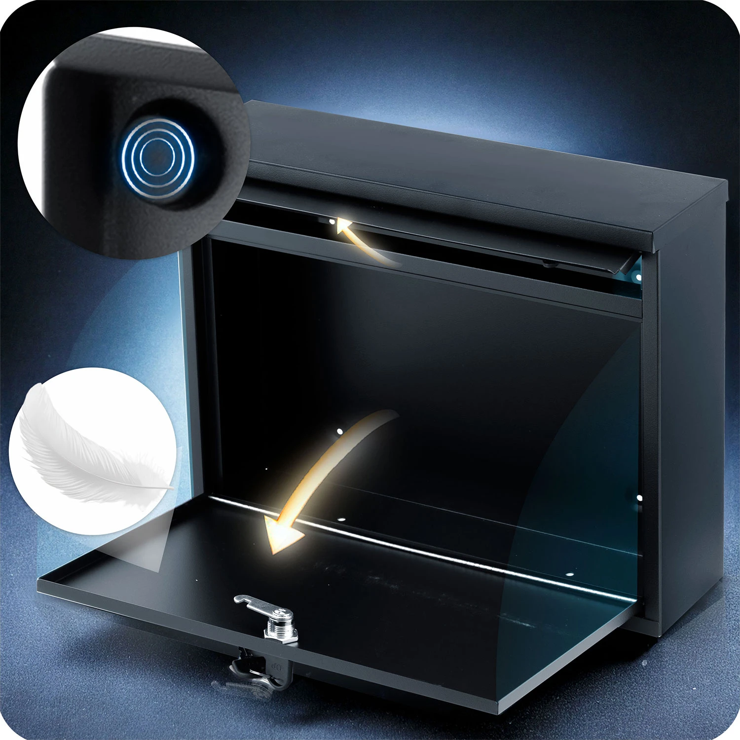 Poštová schránka 37,5x30,5x12 cm čierna HM-860 – Obrázok 2