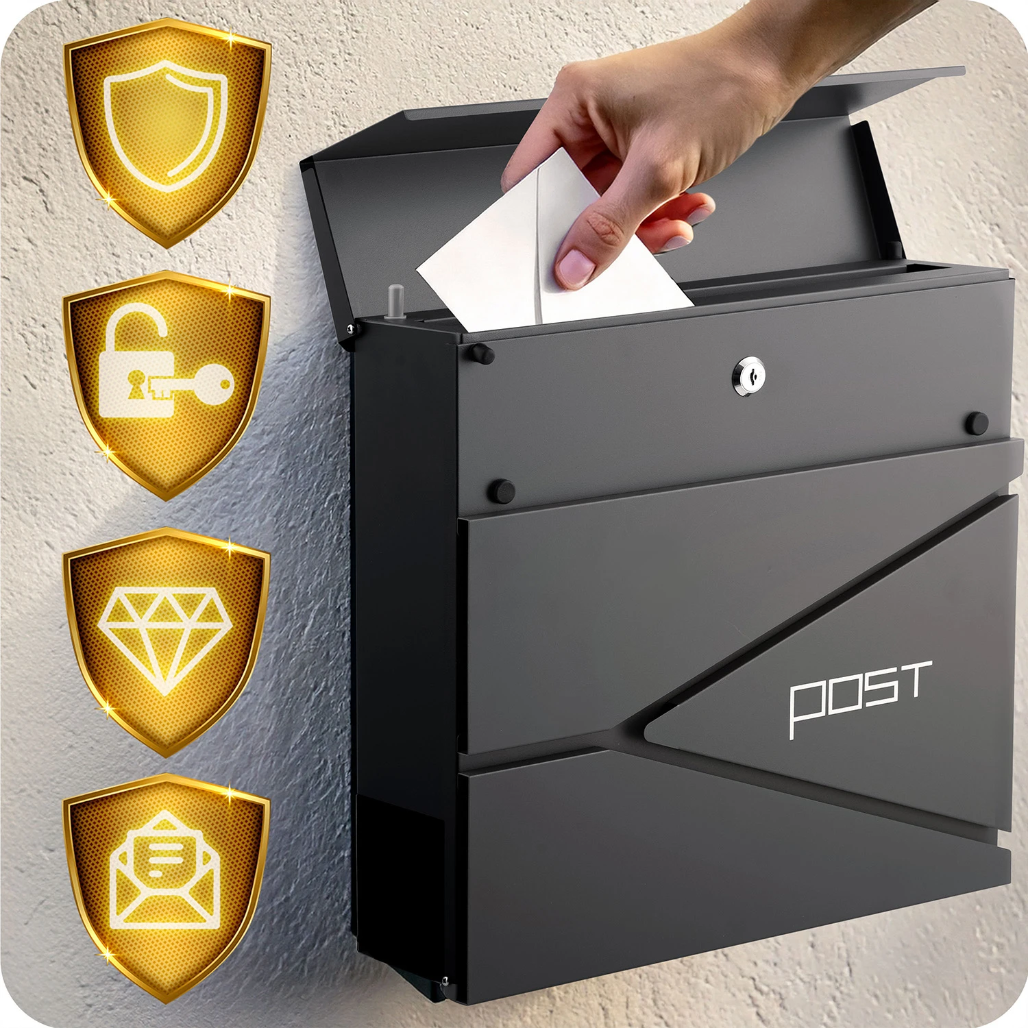 Poštová schránka 37x37x10,5 cm antracitová HM-862 – Obrázok 4