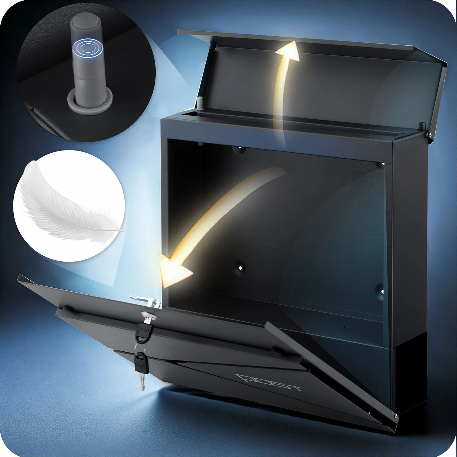 Poštová schránka 37x37x10,5 cm antracitová HM-862 – Obrázok 3