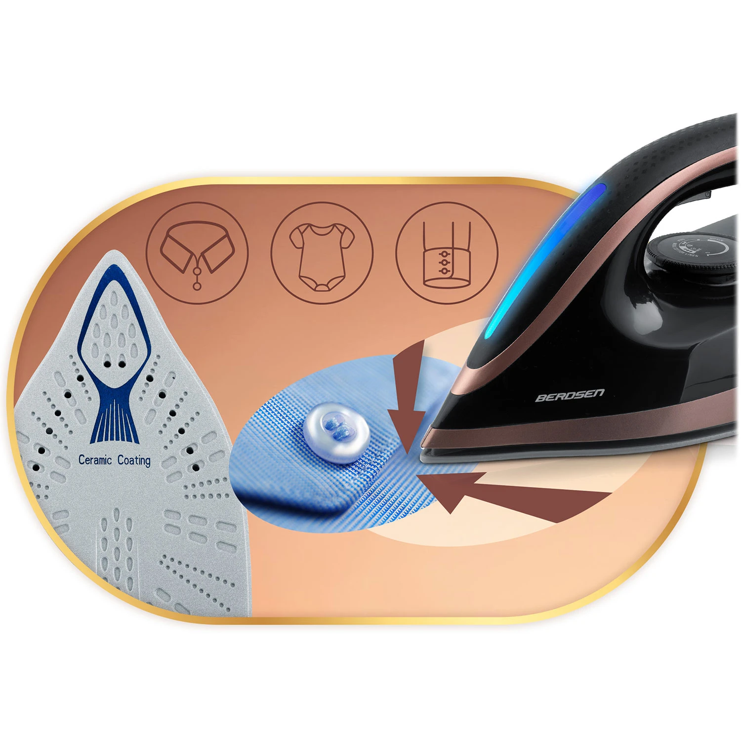 Parný generátor žehličky s parou 3000W Berdsen BD-334 s keramickým povrchom – Obrázok 6