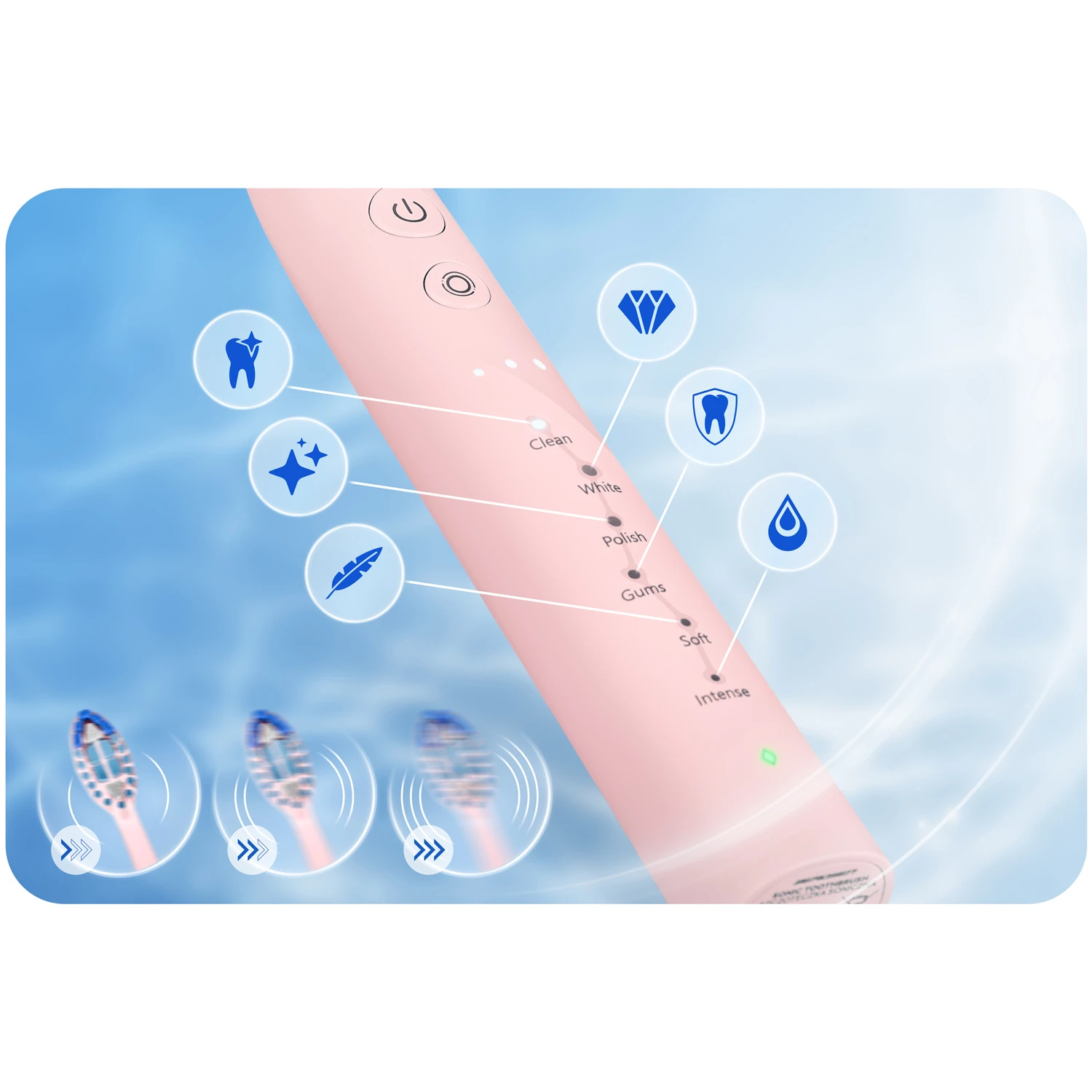 Berdsen Galaxy Sonická zubná kefka ružová – Obrázok 6