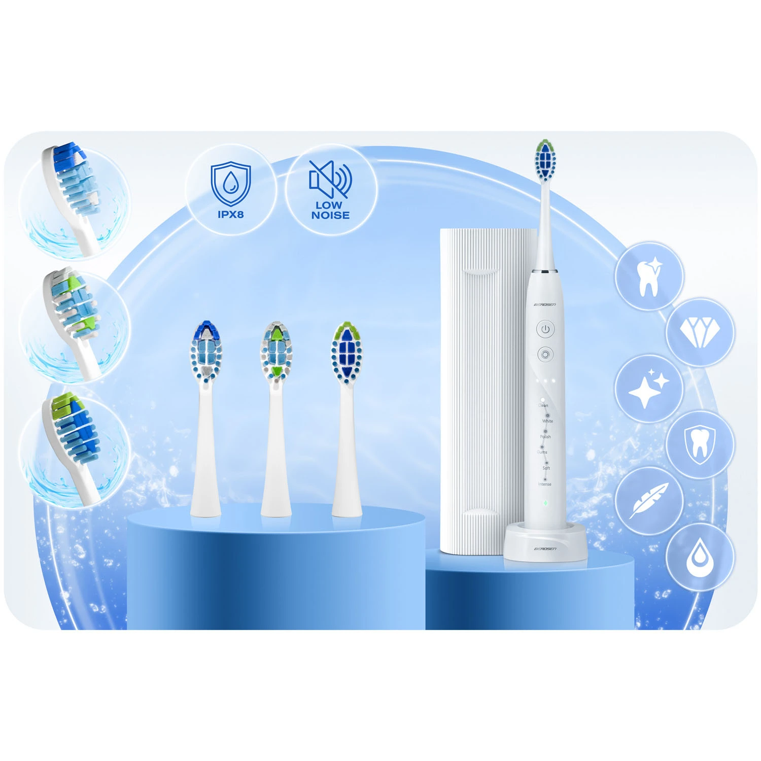 Berdsen Galaxy Sonická zubná kefka biela – Obrázok 4