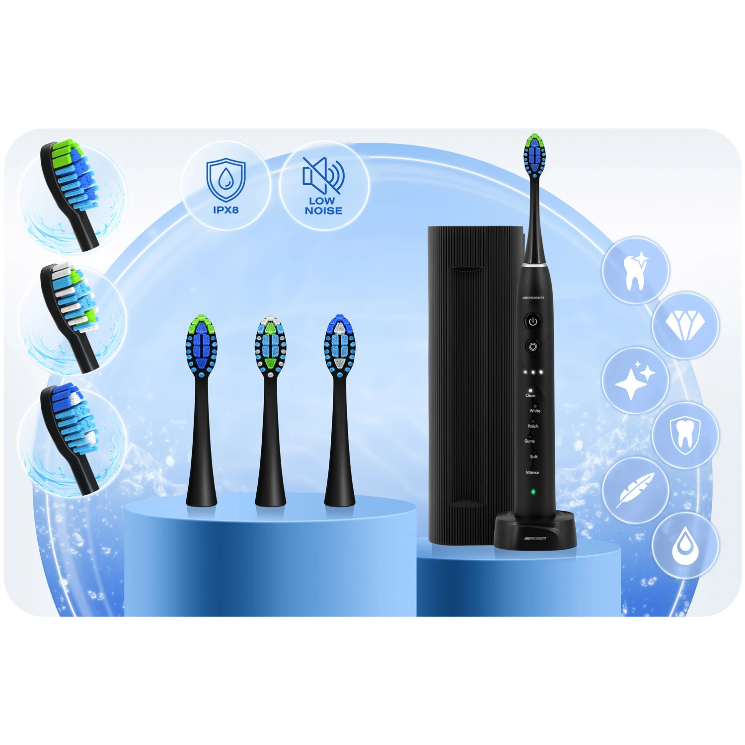 Berdsen Galaxy Sonická zubná kefka čierna – Obrázok 2