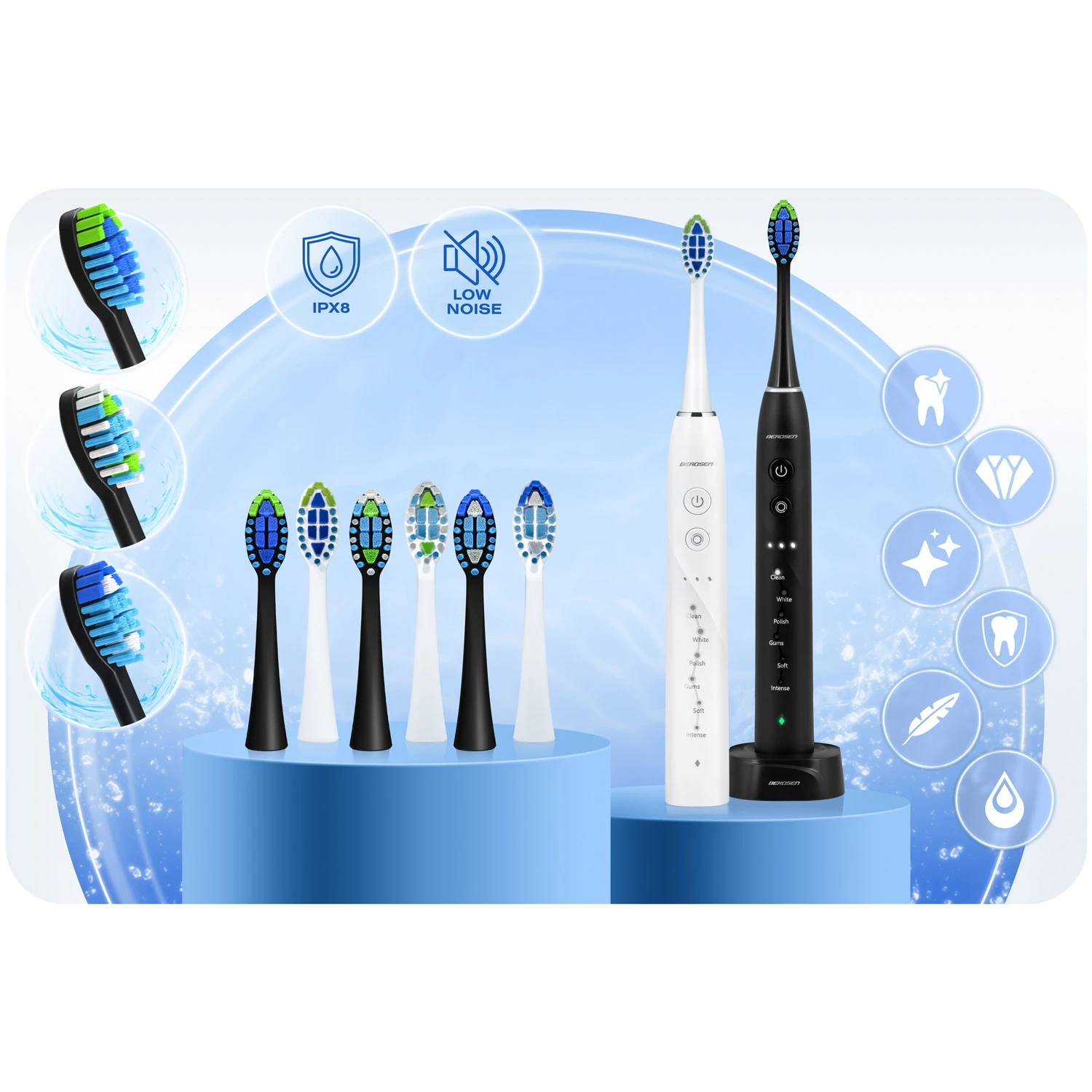 Berdsen Galaxy Duo sonická zubná kefka sada 2 kusov – Obrázok 2