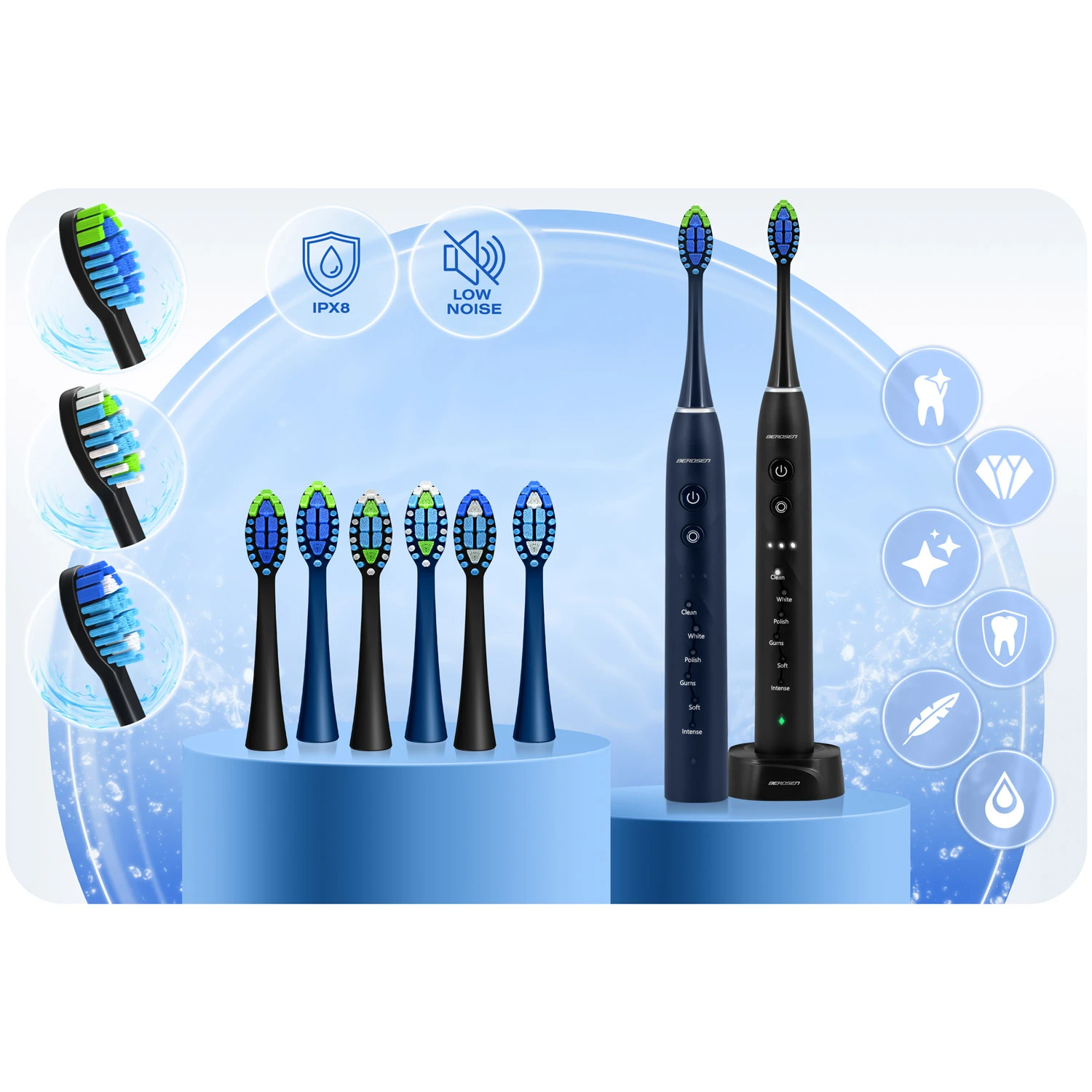 Berdsen Galaxy Duo sonická zubná kefka sada 2 kusov – Obrázok 2